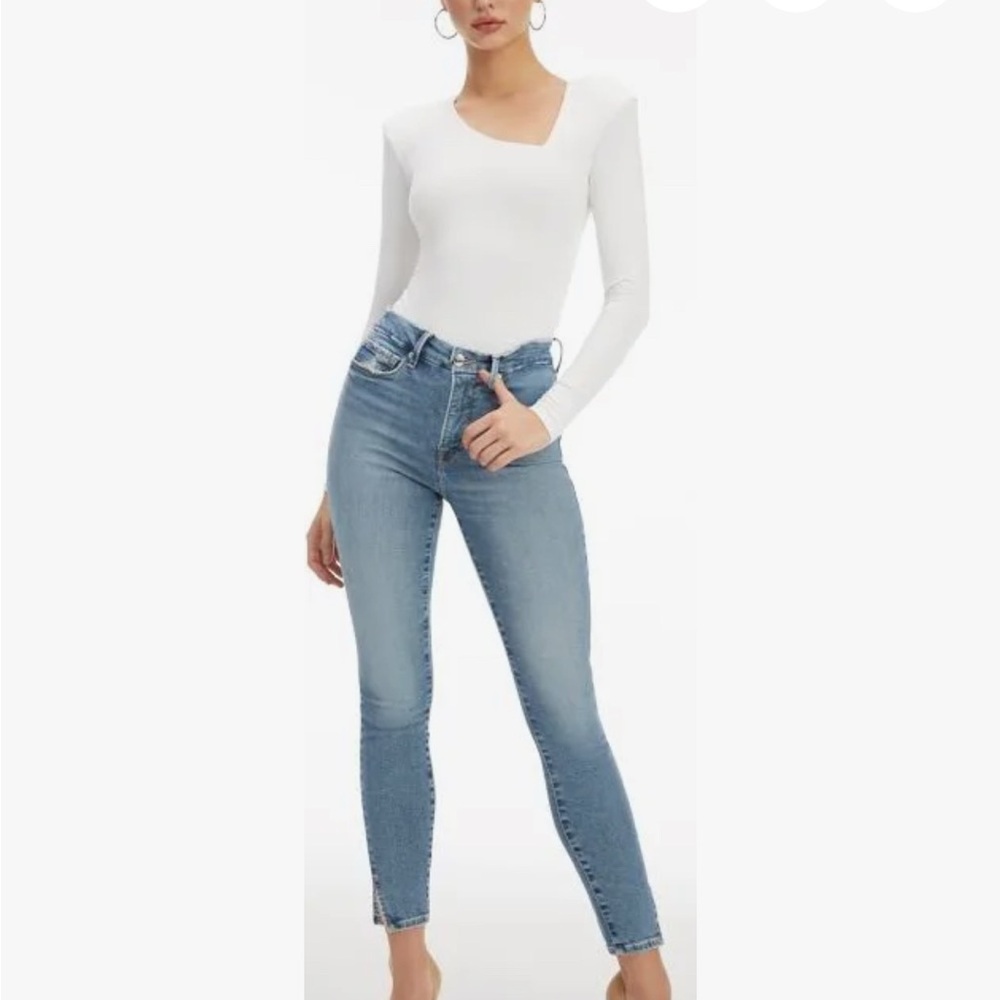 Good American Good Legs crop split jean